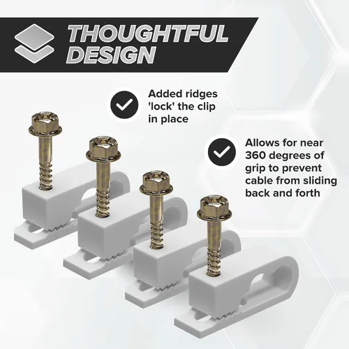 Vista 4 de THE CIMPLE CO Clips dobles para cables con tornillos, abrazaderas de cable coaxial de 1/2 pulgada para exteriores, gestión de cables exteriores