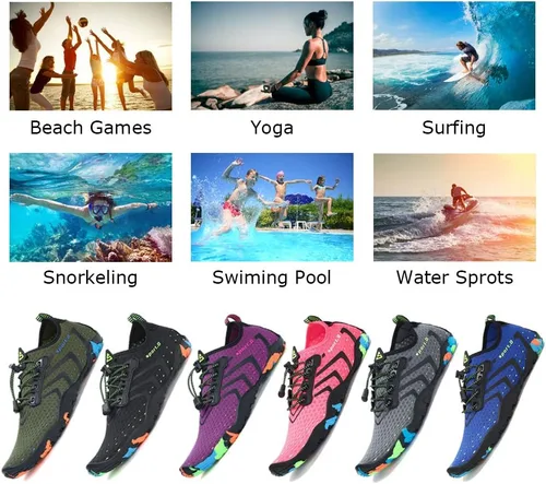 Vista 7 de Zapatos acuáticos para mujer y hombre, de secado rápido, calcetines acuáticos para natación, playa, surf, buceo, piscina, yoga, aeróbicos, deportes