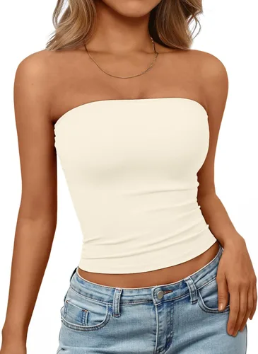 Vista 18 de Trendy Queen Top corto bandeau sin tirantes para mujer Blanco