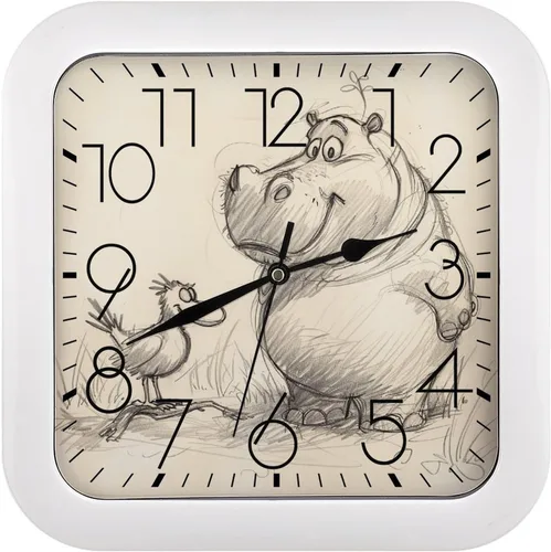 Vista 15 de 10" Square Modern Wall Clock,Animal Feathers Print Kitchen Clocks Wall Battery Operated,Silent Non Ticking Unique Funny Cute Wall Clock for Living