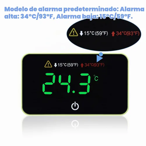 Vista 3 de Termómetro digital para acuario con pantalla táctil LED, termómetro adhesivo para tanque de peces Betta Tanks, alarma de temperatura HI/LO, sensor