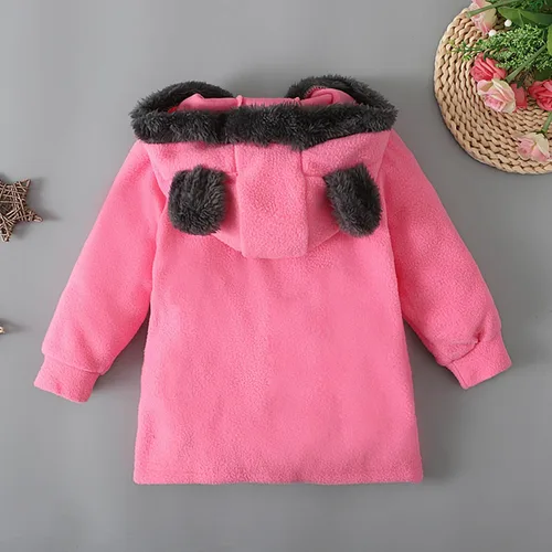 Vista 5 de Toddler Fleece Jacket Girls Boys Lightweight Winter Warm Long Sleeve Teddy Coat Sherpa Hoodie Outerwear With Pockets