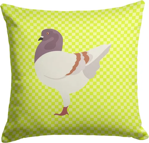 Vista 333 de Caroline's Treasures BB8163PW1414 Beltsville - Almohada decorativa de tela a cuadros pequeños, color blanco, pavo y gallina azul, lavable a máquina