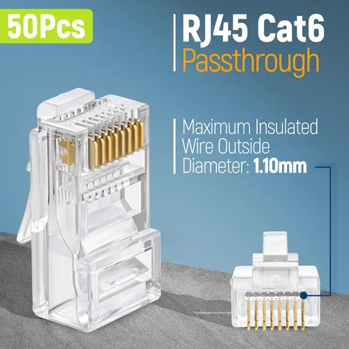 Vista 2 de RJ45/JAR - Conectores modulares, Cat6 50 unidades.
