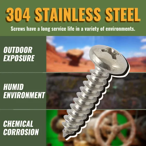 Vista 2 de LIONMAX 150 tornillos de madera de cabeza plana #8 × 3/4 pulgadas, tornillo autorroscante de acero inoxidable 304, Phillips Drive, resistente a