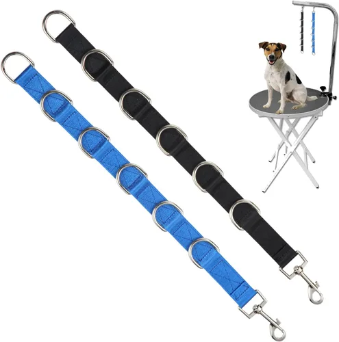 Vista 10 de Lazos de aseo para perros y mascotas, extensión de aseo para perros, 2 PCS correas extensoras para mesa de aseo, 4 anillos en D, lazo para salón