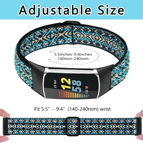 Vista 3 de Bandas elásticas compatibles con Fitbit Charge 5 bandas para mujeres y hombres, correas elásticas ajustables, accesorios de repuesto para Fitbit