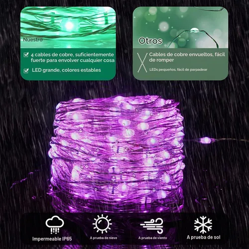 Vista 3 de OMIKA Guirnalda de luces LED para interiores, luces multicolor que cambian de color, luces de luciérnaga impermeables con control remoto para 16