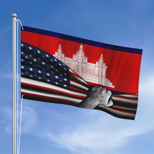 Vista 15 de Bandera estadounidense y bandera de las Bahamas de las Bahamas para exteriores de 3 x 5 pies, tres capas de tela para coser a doble cara, impresión