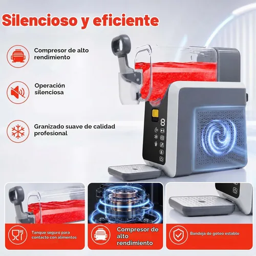 Vista 5 de Máquina de granizado para encimera para el hogar, máquina de granizado con pantalla LED, máquina de granizado con programas de margarita congelada