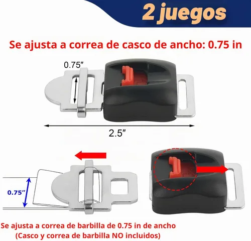 Vista 3 de Cosmos Paquete de 2 hebillas de liberación rápida para casco de motocicleta, hebilla de cierre rápido para casco universal de 0.75 pulgadas