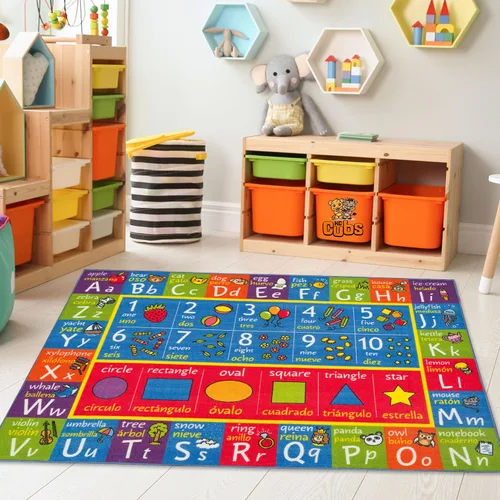 Vista 19 de KC CUBS, tapete para piso, área de aprendizaje educativo, juegos, ABC, alfabeto, animales, para niños y la recámara y sala de juegos de niños.