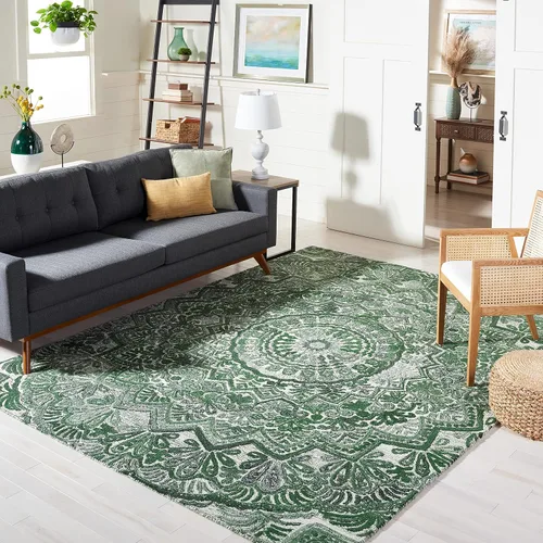 Vista 34 de SAFAVIEH Marquee Collection - Alfombra decorativa, 2 x 3 pies, beige y marfil, lana de medallón de mandala hecha a mano, ideal para zonas de alto