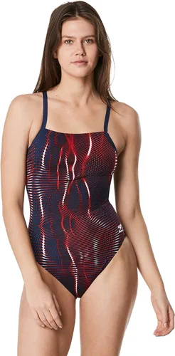 Vista 19 de Speedo Traje de baño de una pieza para niñas Endurance+ Flyback - colores de equipo sólidos para jóvenes Negro/Negro