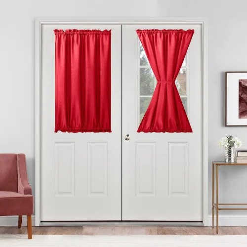Vista 77 de Cortinas para puerta francesa, color aguamarina, 24 pulgadas de ancho x 40 pulgadas de largo, 1 panel Bolsillo para barra, semitransparente