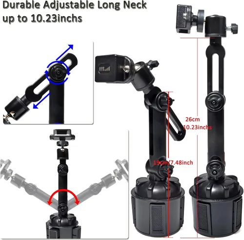 Vista 2 de HYS Portavasos Walkie Talkie Clip Mount, portavasos de mano para radio de coche [seguro y estable] Portavasos Radio de 2 vías, soporte para radio