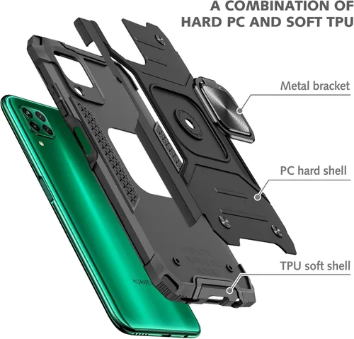 Vista 8 de Asuwish Funda compatible con Huawei P40 Lite y protector de pantalla de vidrio templado, accesorios para celda, soporte de anillo, fundas