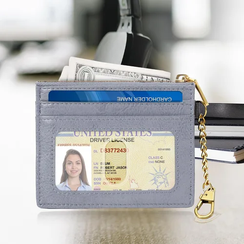 Vista 94 de SEAVILIA Tarjetero llavero cartera para mujer con ventana de identificación RFID monedero regalo abeja delgada minimalista pequeña cartera