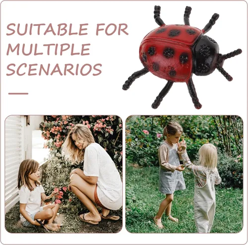 Vista 8 de NUOBESTY 30 figuras de mariquita falsa realistas modelos de mariquita para Halloween, accesorios de broma complicada, recuerdos de fiesta para niños