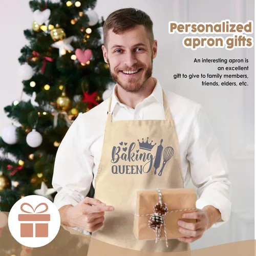 Vista 5 de Divertido delantal de cocina para mujeres y hombres, delantal de cocina para hornear con 2 bolsillos, lindo regalo de cumpleaños, Navidad, día