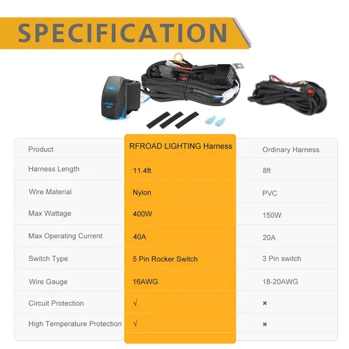 Vista 6 de Arnés de cableado 1 cable, kit de arnés de cableado de barra de luz LED Rfroad Lighting para luces antiniebla, luces de conducción todoterreno, luz