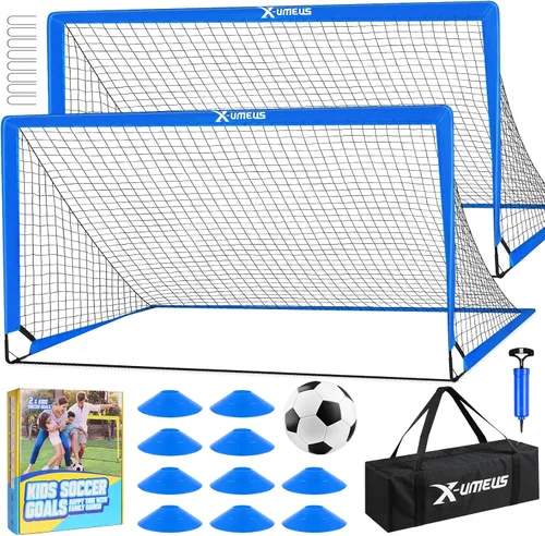 Vista 10 de Kids Soccer Goals for Backyard Set of 2, 4 x 3 ft/6 x 4 Toddler Soccer Goal Training Equipment with Soccer Ball, Cones, Pop Up Soccer Net for Kids