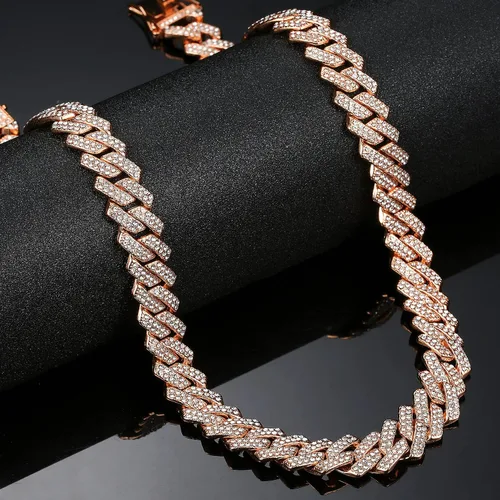 Vista 8 de Saintda Cadena de eslabones cubanos para hombres y mujeres, collar cubano de Miami, cadena de diamantes brillantes, joyería de hip hop con caja