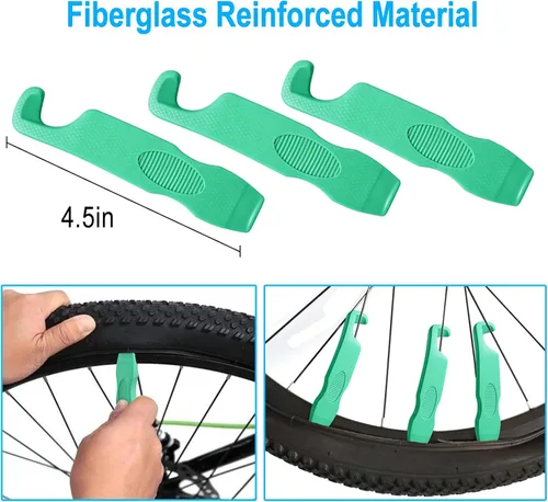 Vista 10 de El kit de reparación de bicicleta Chumxiny contiene herramienta 16 en 1, mini bomba de bicicleta de 120 psi, parche de neumáticos, utilizado