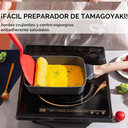 Vista 6 de Sartén antiadherente de granito para tortillas – Sartén para panqueques y olla de huevos saludable adecuada para estufa de gas, sartén versátil