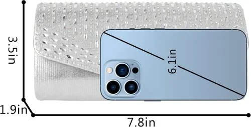 Vista 7 de Bolsos de noche de satén para mujer, monederos de diamantes de imitación, bolso formal con cadena de hombro