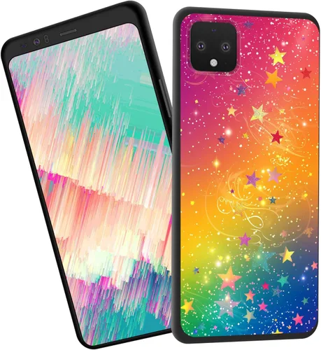 Vista 125 de Funda delgada para Google Pixel 4 XL, funda delgada de silicona de TPU suave a prueba de golpes para Google Pixel 4 XL, gato negro luna estrellada