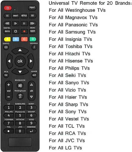 Vista 2 de Reemplazo universal de control remoto de TV compatible con Magnavox, RCA, JVC, TCL, Westinghouse, Philips, Panasonic, Hitachi, Hisense, Seiki