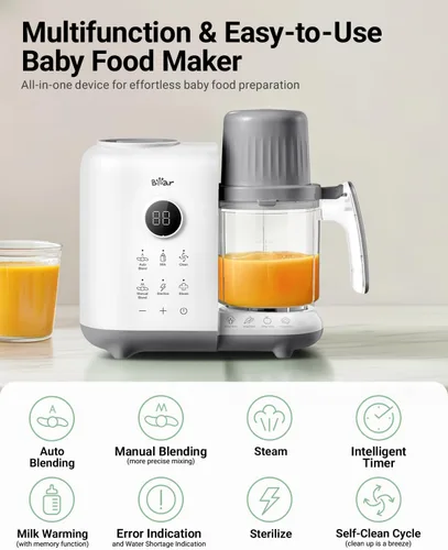 Vista 2 de Bear Vaporizador y licuadora de alimentos para bebés con cestas de vapor de Blanco