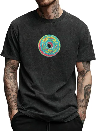Vista 32 de domirica Camisetas gráficas para hombre, 100 % algodón lavado, manga corta, cuello redondo, Y2K, tallas grandes y altas, camisetas de verano 2026