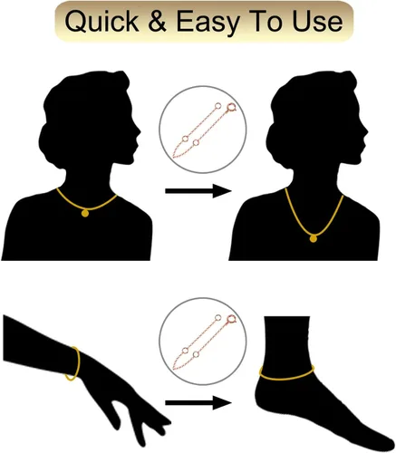 Vista 5 de Extensor de Collar de Oro Sólido de 14K Extensor de Pulsera Real de 2 3 4 Pulgadas Cadena Ajustable Duradera Extensión de Tobilleras de Oro