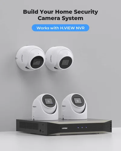 Vista 14 de (Compatible con Hikvision) H.VIEW Cámara POE para exteriores de 5 MP con torreta de seguridad IP, visión nocturna IR de 100 pies, lente fija