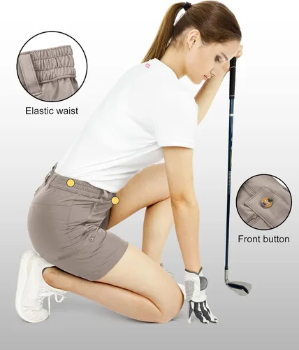 Vista 4 de 33,000ft Pantalones cortos de golf para mujer, de 5 pulgadas, elásticos, de secado rápido, con bolsillos