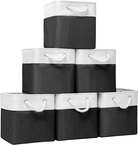 Vista 8 de Fabric Storage Cubes, 11 inch cube storage bin with Handles, 11x11cube storage organizer bins, Collapsible Storage Bins for Shelves and Home, Cubby