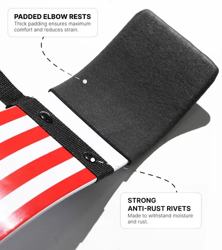 Vista 4 de DMoose Fitness Brazo Blaster para bíceps y tríceps – Aluminio resistente, acolchado suave para el cuello y correas ajustables – Soporte de rizo