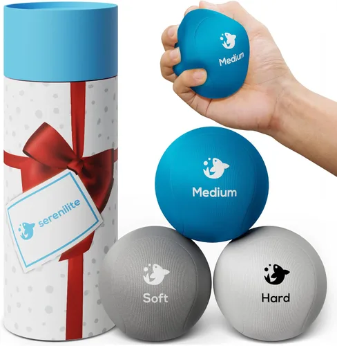 Vista 4 de Serenilite - Juego de pelotas antiestrés de terapia para manos, de tres densidades, para adultos y fortalecimiento del agarre