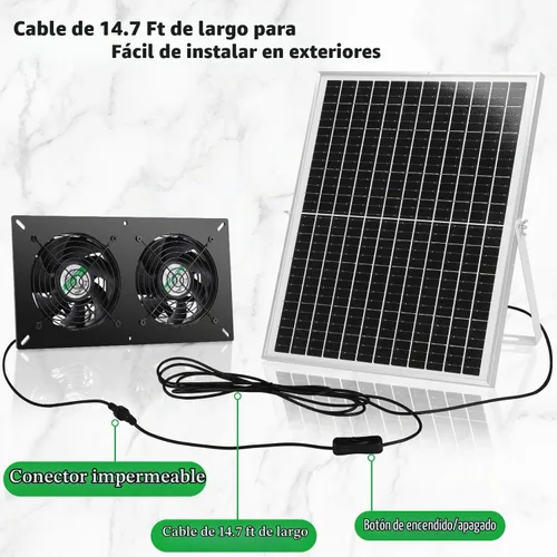 Vista 4 de blessny Kit de ventilador solar resistente a la intemperie 2 para entrada