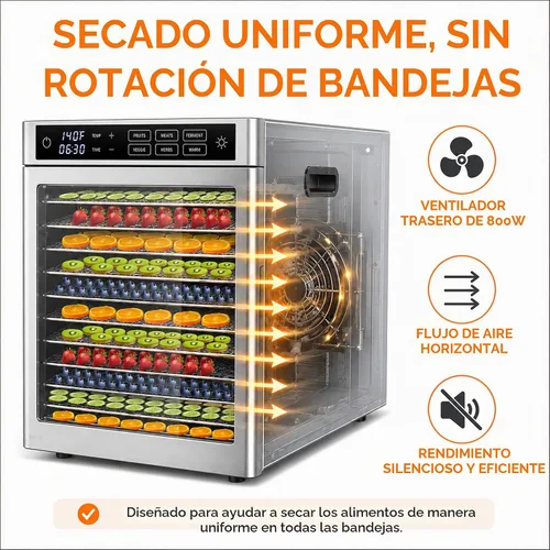 Vista 4 de Deshidratador comercial de alimentos Wutfly de 12 bandejas