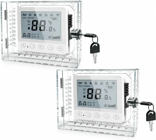 Vista 9 de Caja de bloqueo universal para termostato con llave, protector de termostato grande transparente para termostato en pared, cubierta de termostato se