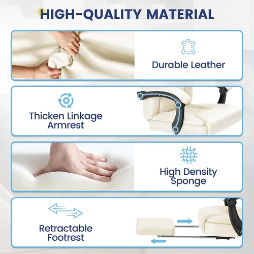 Vista 5 de Shahoo Silla de oficina grande y alta, silla de piel sintética ajustable en altura con reposapiés y soporte lumbar, silla ergonómica de respaldo