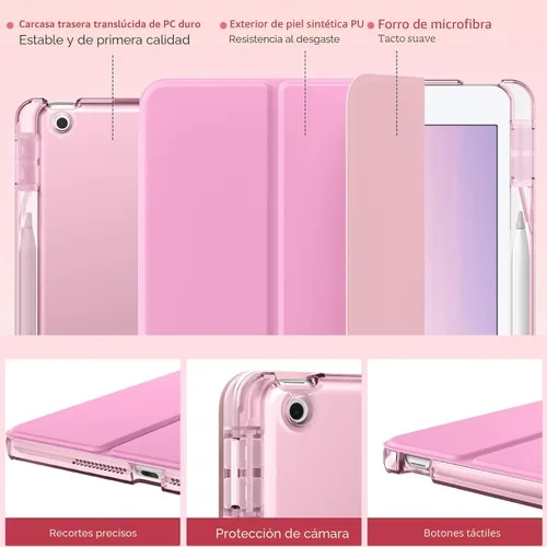 Vista 3 de MoKo for iPad 9th/8th/7th Generation Case 10.2-Inch with Pencil Holder,Pink