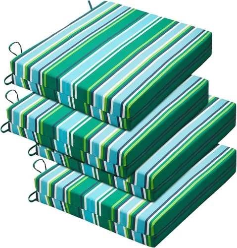 Vista 76 de Basic Beyond Juego de 4 cojines para sillas de exterior, cojines de exterior para muebles de patio, cojines resistentes al agua para sillas de patio