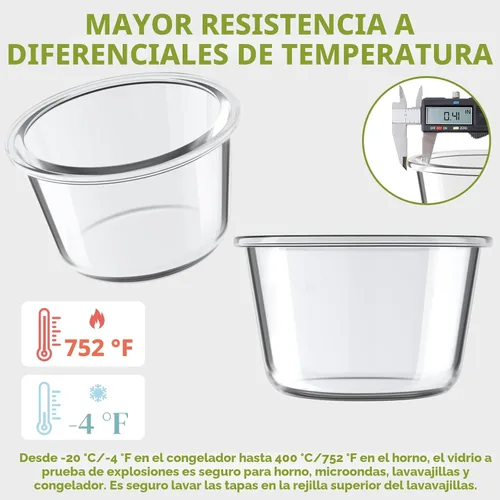 Vista 5 de 16 onzas Recipientes de vidrio para preparar comidas, recipientes herméticos de vidrio de 2 tazas con tapas, recipientes de sopa de vidrio