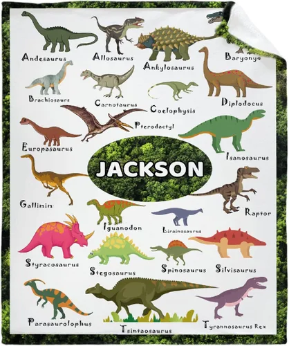 Vista 12 de Manta del alfabeto de dinosaurio, manta de dinosaurio para niños y niñas, franela suave y acogedora, ligera y cálida, 30 x 40 pulgadas para bebés