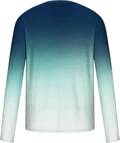 Vista 4 de Camiseta estampada de Color en contraste degradado para Hombres Casual Cuello Redondo Camisetas básicas