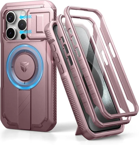 Vista 26 de Dexnor - Funda para iPhone 12 & iPhone 12 Pro con tapa deslizante para cámara, soporte ajustable y protector de pantalla integrado, carcasa